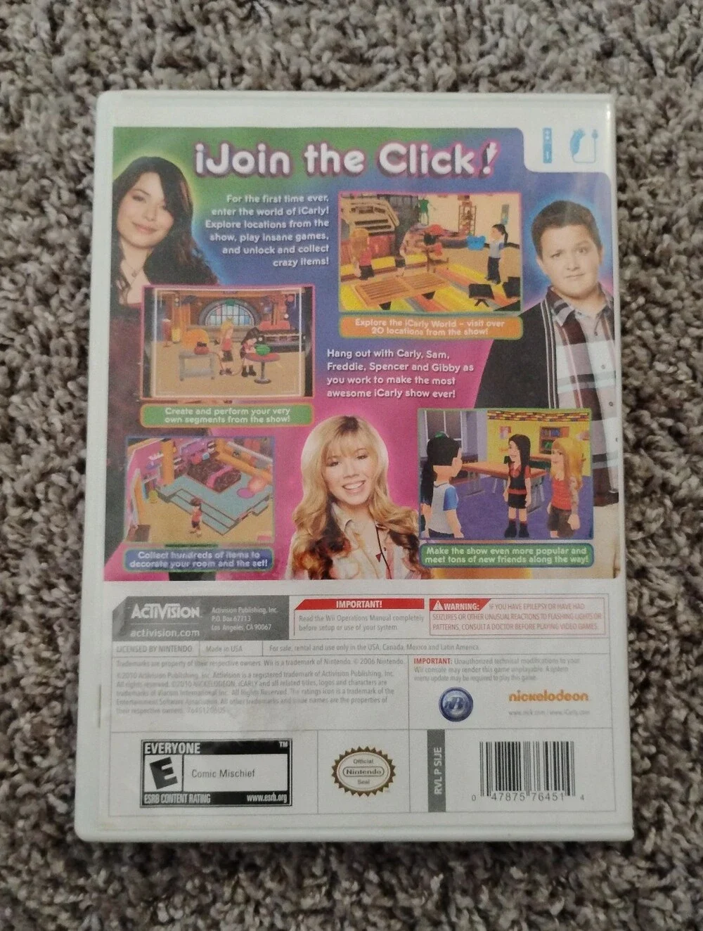 iCarly 2: iJoin the Click! (Nintendo Wii) - Game & Case (No Manual)